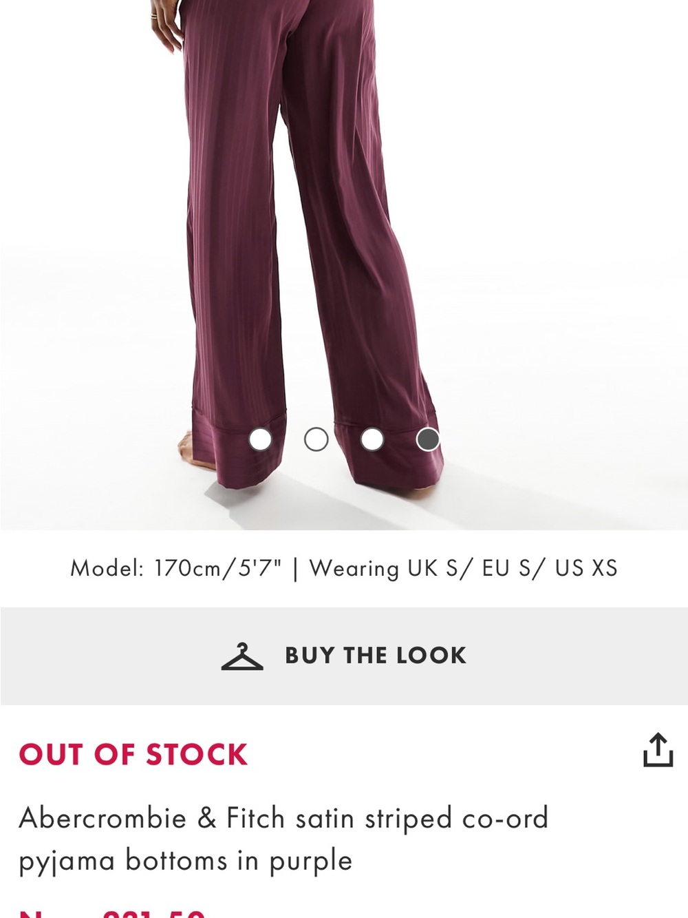 Abercrombie & Fitch Deep Plum Satin Wide-Leg Pajama Pants